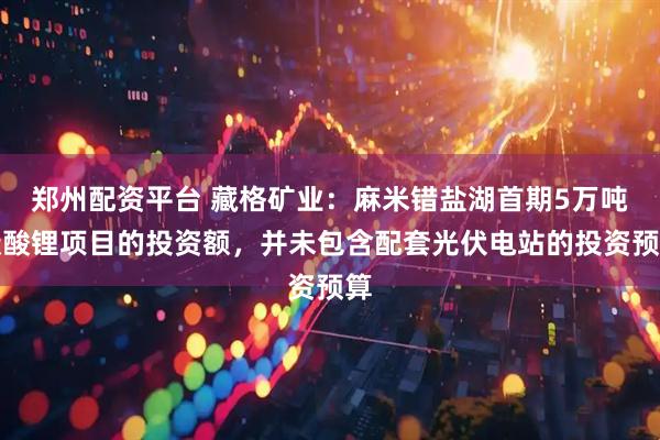 郑州配资平台 藏格矿业：麻米错盐湖首期5万吨碳酸锂项目的投资额，并未包含配套光伏电站的投资预算